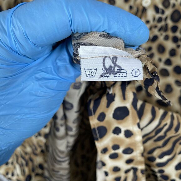 Brioni Neiman Marcus Button Up Shirt Mens Short Sleeve Leopard Print Rayon VTG - Picture 4 of 5